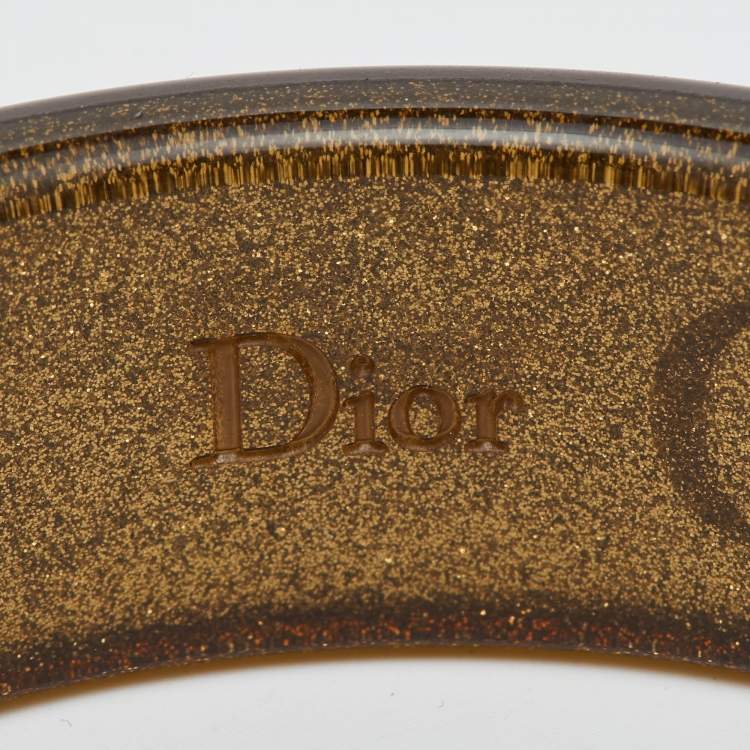 Pre Owned Dior CD Glittery Gold Logo Resin Bangle Bracelet