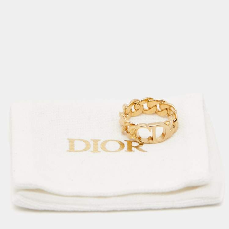 Pre Owned Dior Danseuse Etoile Gold Tone Ring Size 52