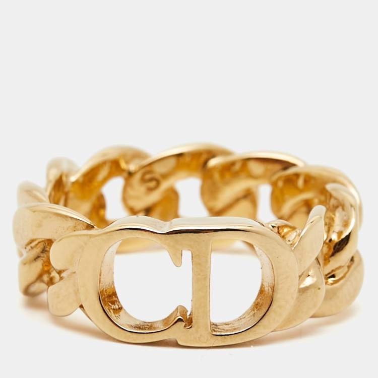 Pre Owned Dior Danseuse Etoile Gold Tone Ring Size 52
