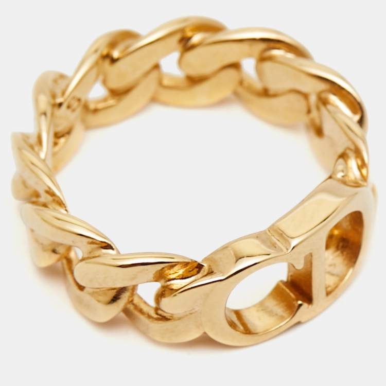 Pre Owned Dior Danseuse Etoile Gold Tone Ring Size 52