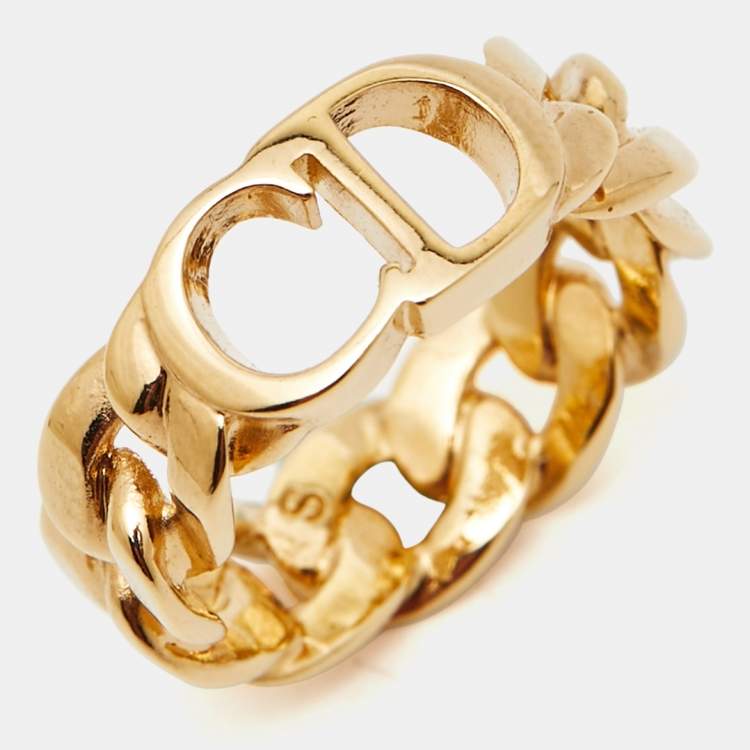 Pre Owned Dior Danseuse Etoile Gold Tone Ring Size 52