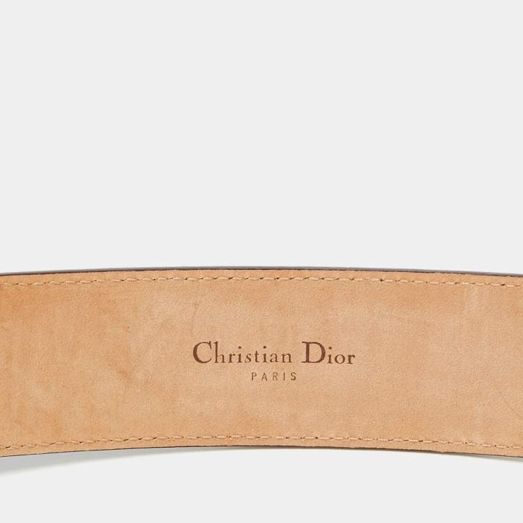 Pre Owned Dior Blue Leather D Buckle Belt 85 CM