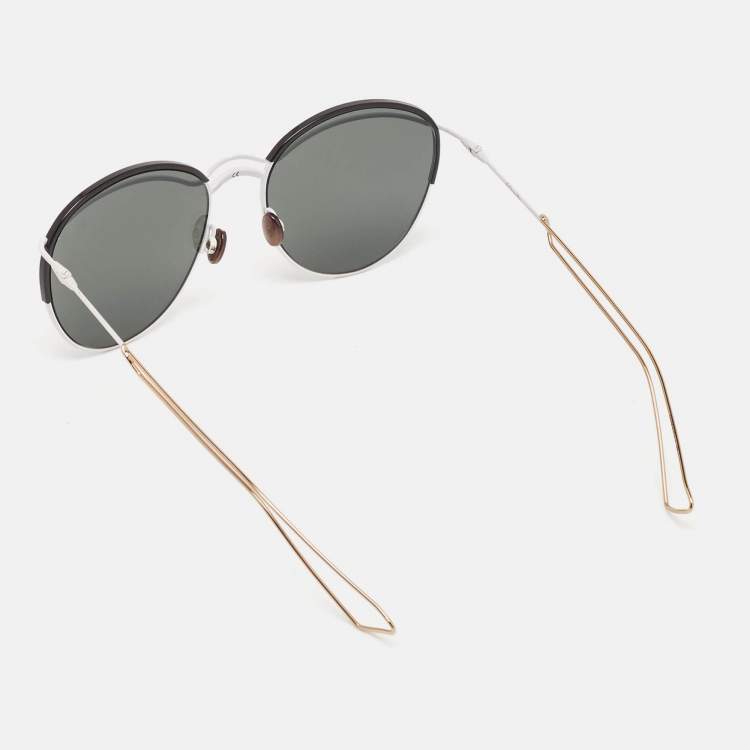 Pre Owned Dior White/Grey Mirrored DiorRound Aviator Sunglasses
