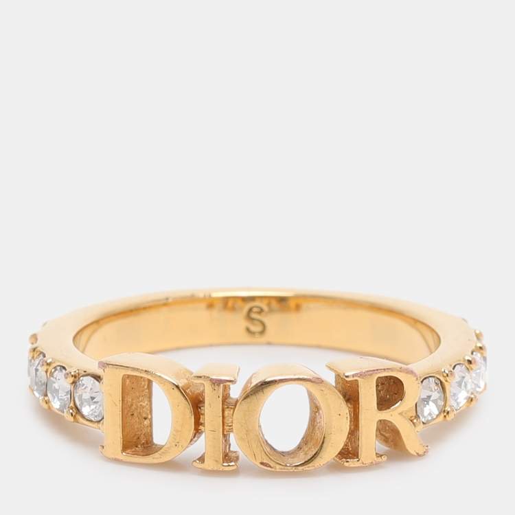 Pre Owned Dior Gold Tone Crystal Dio(r)evolution Ring S