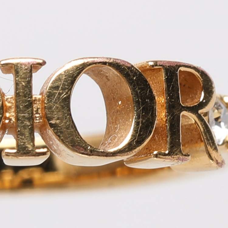 Pre Owned Dior Gold Tone Crystal Dio(r)evolution Ring S