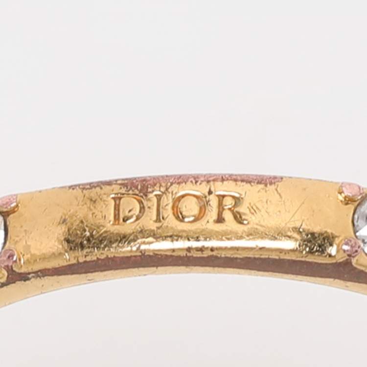 Pre Owned Dior Gold Tone Crystal Dio(r)evolution Ring S