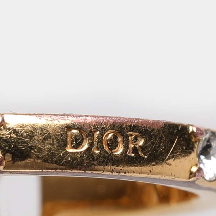 Pre Owned Dior Gold Tone Crystal Dio(r)evolution Ring S