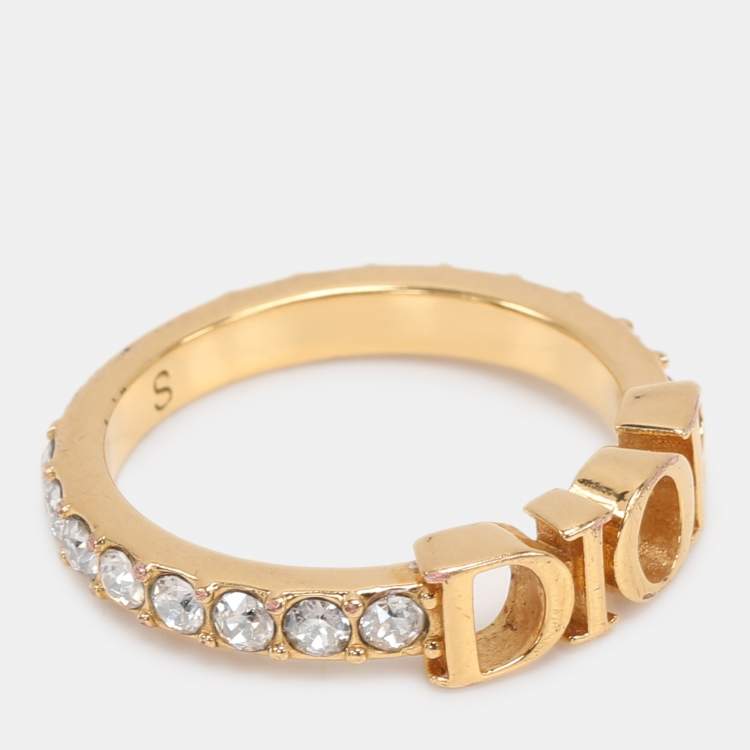 Pre Owned Dior Gold Tone Crystal Dio(r)evolution Ring S