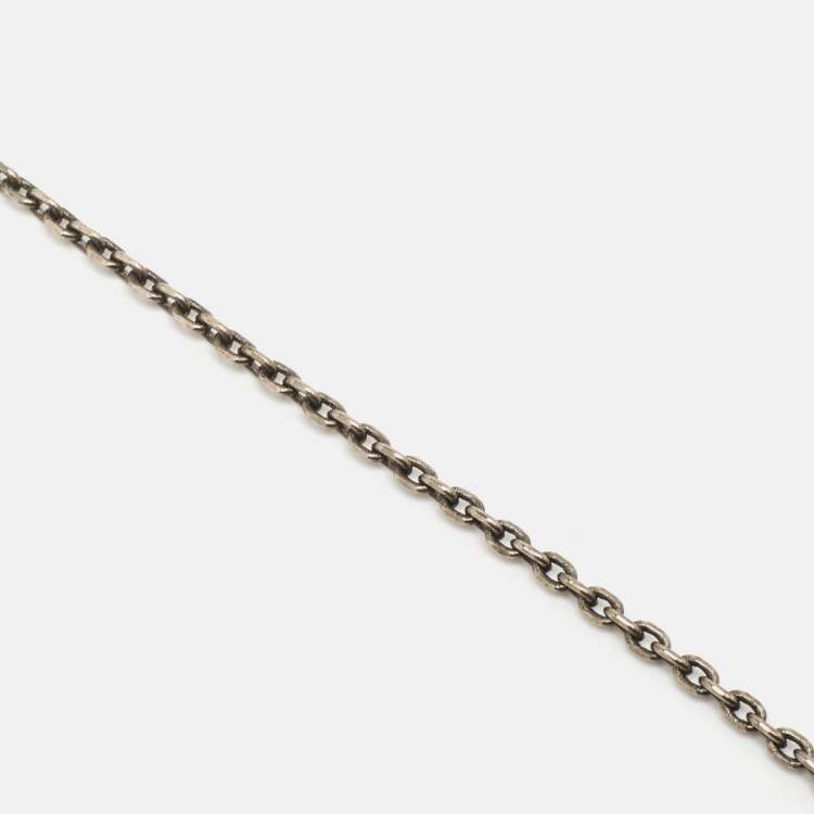 Pre Owned Dior CD  Blue Composite Silver Tone Long Necklace