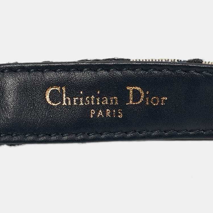 Pre Owned Dior Blue Oblique Canvas CD Logo Buckle Belt 70 CM