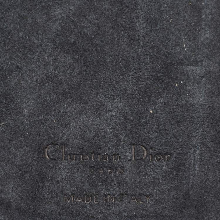 Pre Owned Dior Navy Blue/Beige Oblique Jacquard and Leather Saddle iPhone 14 Pro Case