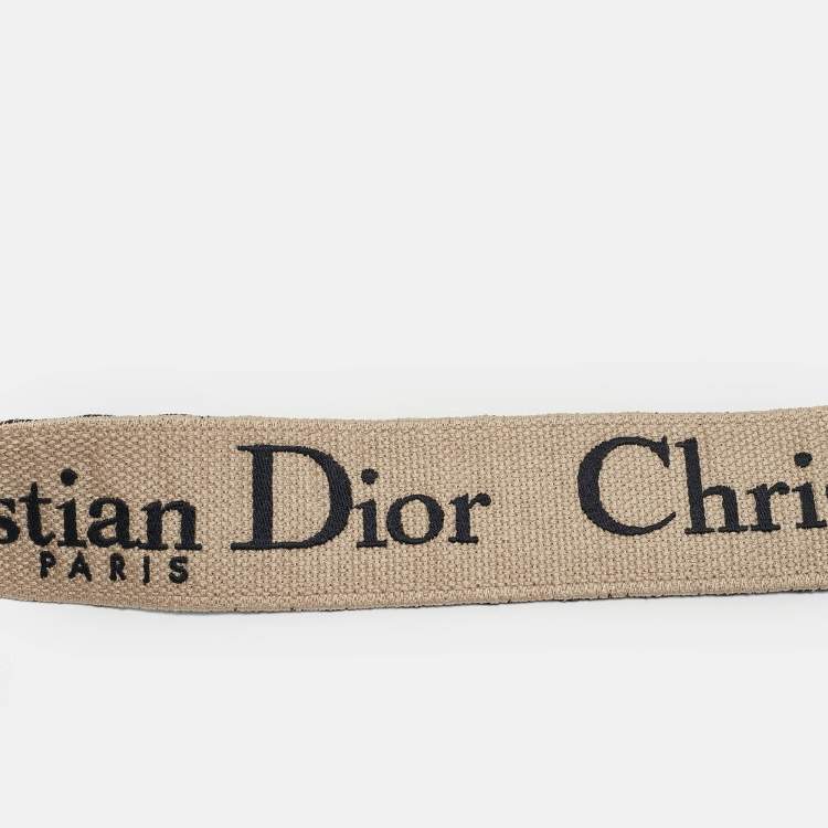 Pre Owned Dior Navy Blue Embroidered Canvas and Leather Shoulder Bag Strap