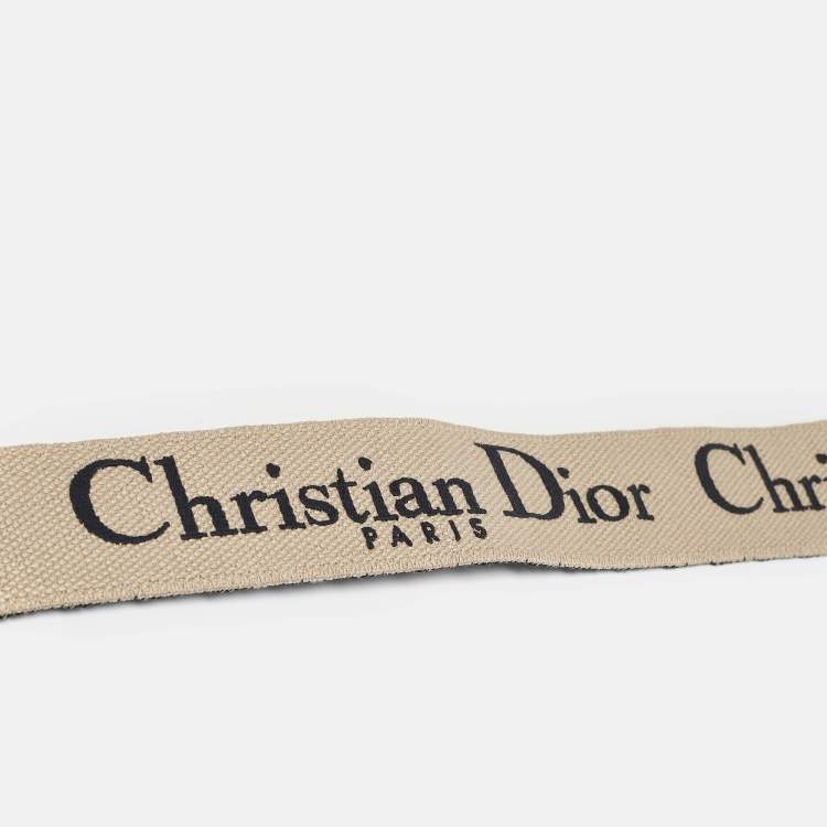 Pre Owned Dior Navy Blue Embroidered Canvas and Leather Shoulder Bag Strap