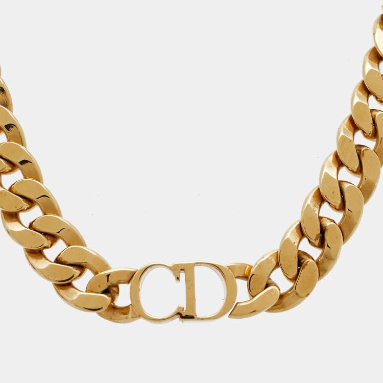 Pre Owned Dior CD Danseuse Etoile Gold Tone Choker Necklace