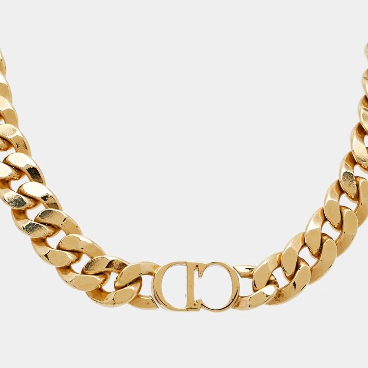 Pre Owned Dior CD Danseuse Etoile Gold Tone Choker Necklace