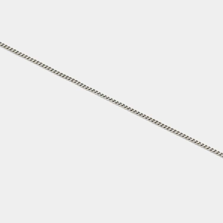 Pre Owned Dior Oblique Enamel Silver Tone Necklace