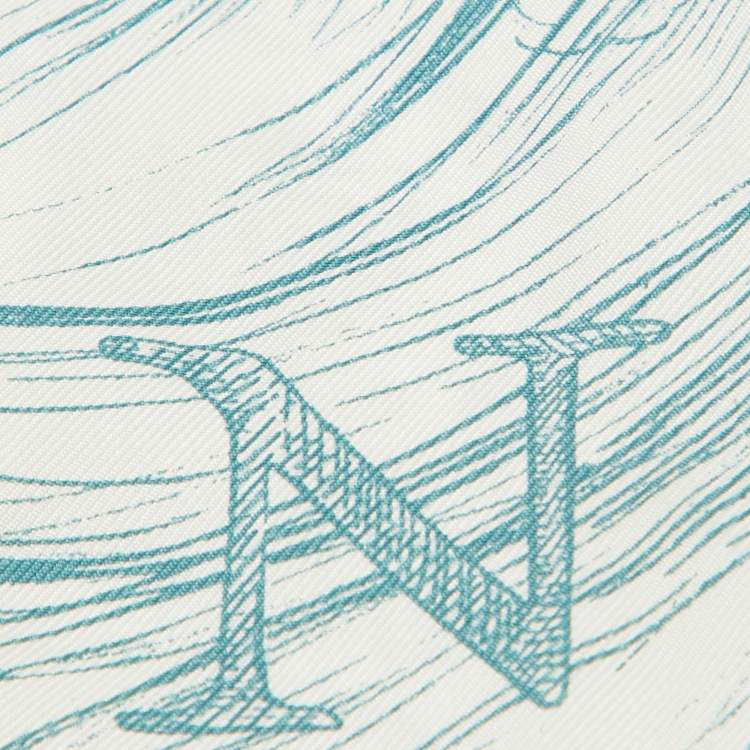 Pre Owned Dior White/Green TheABCDior 'N' Nuage Print Silk Mitzah Scarf