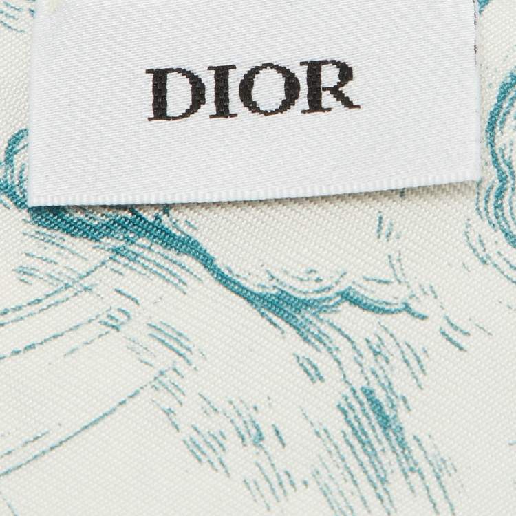 Pre Owned Dior White/Green TheABCDior 'N' Nuage Print Silk Mitzah Scarf