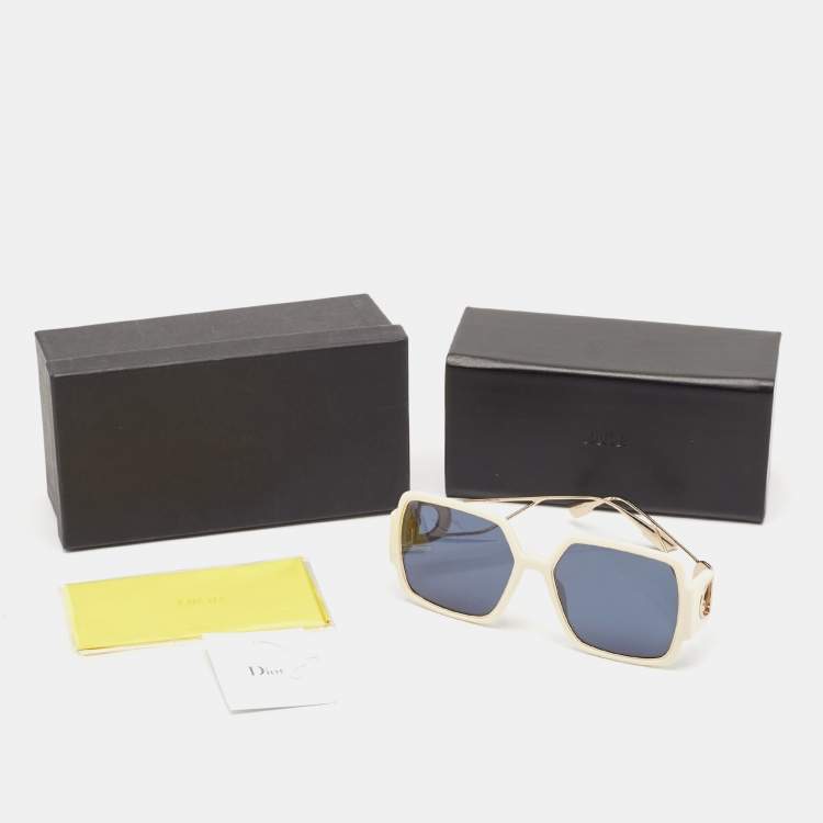Pre Owned Dior White/Black 30 Montaigne 2 Square Sunglasses