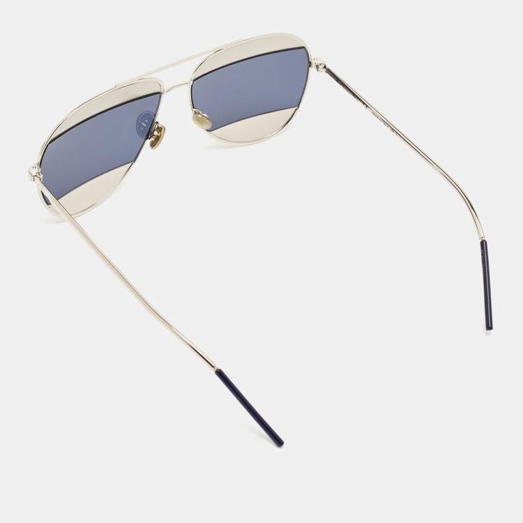 مملوكة مسبقًا Dior Silver/Blue 010KU DiorSplit 1 Aviator Sunglasses