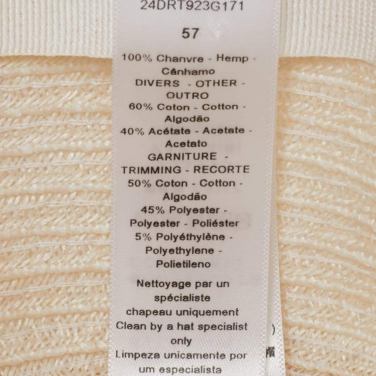 Pre Owned Christian Dior Ivory/Pink Logo Detail Straw Dioresort Hat 