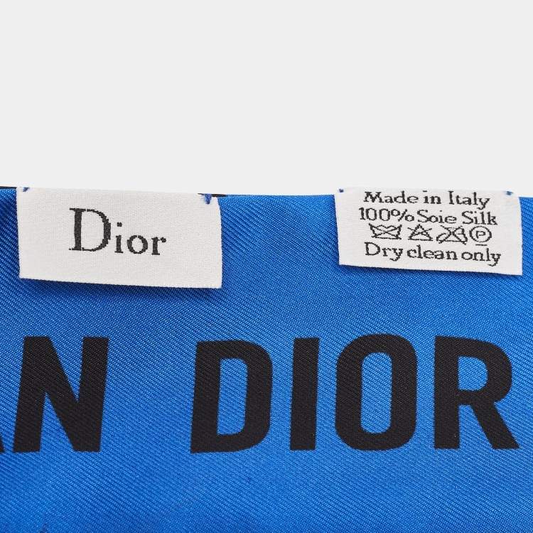 Pre Owned Dior Blue Stripe Print Silk Mitzah Scarf