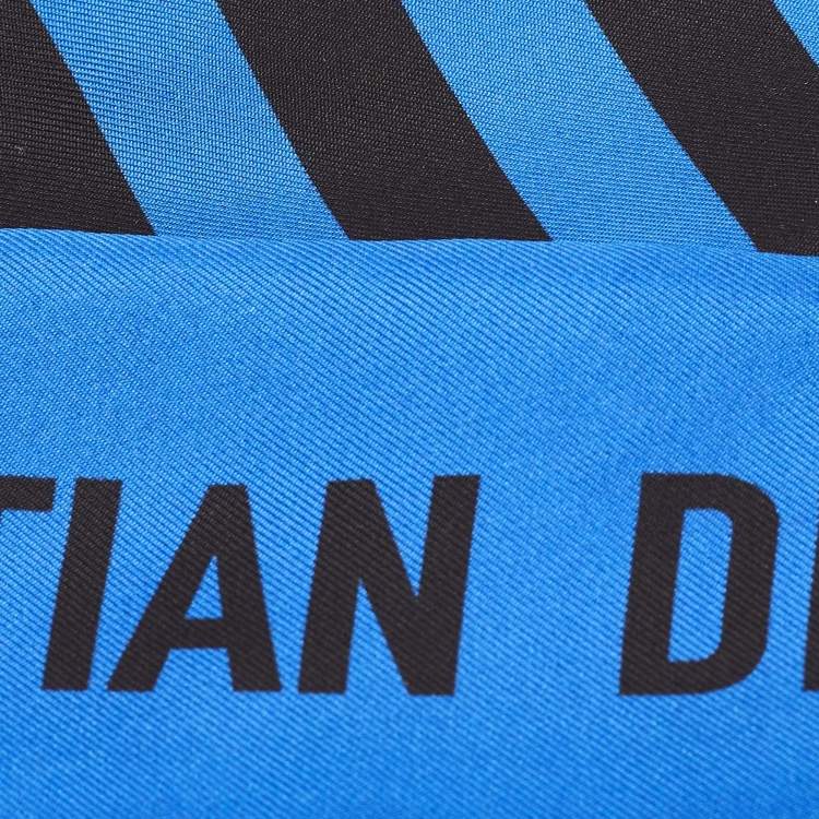 Pre Owned Dior Blue Stripe Print Silk Mitzah Scarf