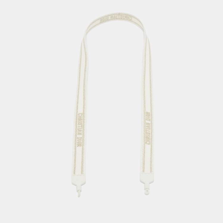 Pre Owned Dior White Logo Embroidered Woven Sunglasses Strap