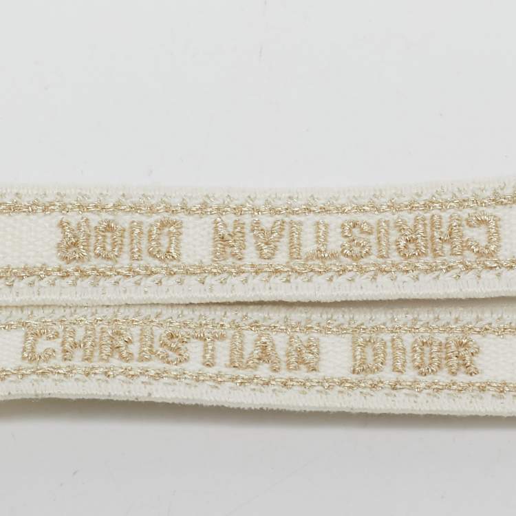 Pre Owned Dior White Logo Embroidered Woven Sunglasses Strap