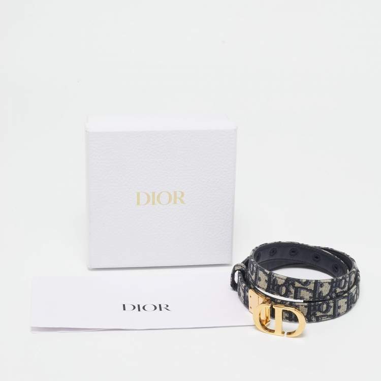 Pre Owned Dior Navy Blue Oblique Canvas 30 Montaigne Reversible Belt 85CM