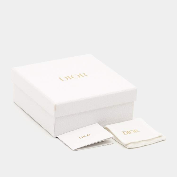 Pre Owned Dior Logo Enamel Gold Tone Hoop Earrings