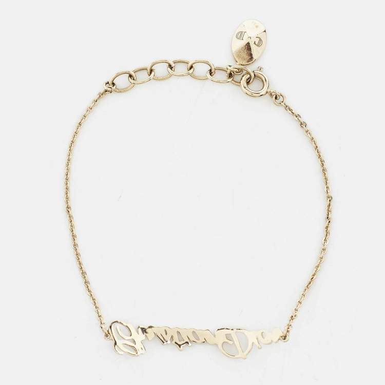 Pre Owned Dior Logo Gold Tone Bracelet