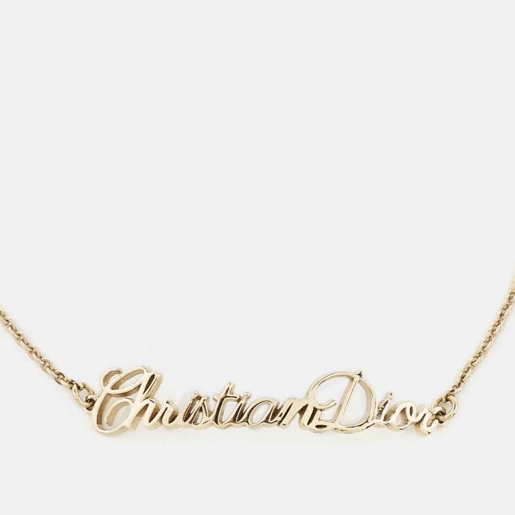 Pre Owned Dior Logo Gold Tone Bracelet