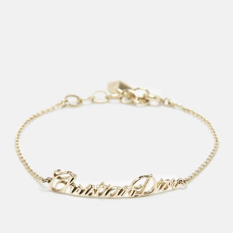 Pre Owned Dior Logo Gold Tone Bracelet