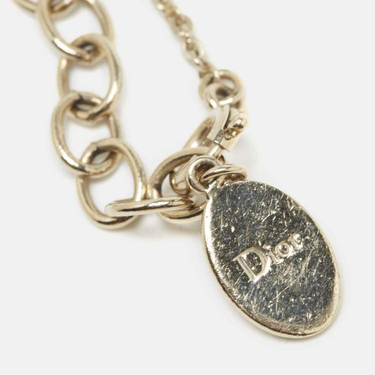 Pre Owned Dior Logo Gold Tone Bracelet