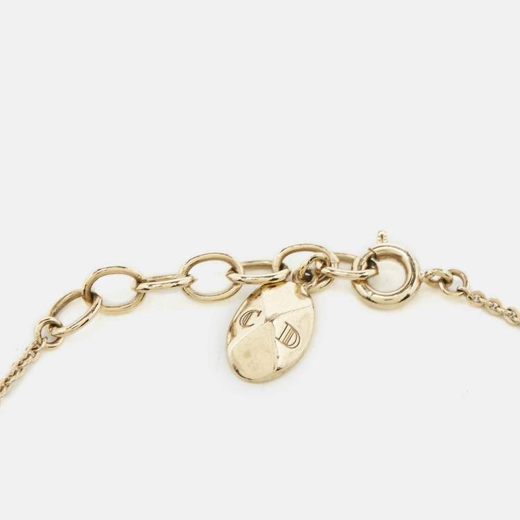 Pre Owned Dior Logo Gold Tone Bracelet
