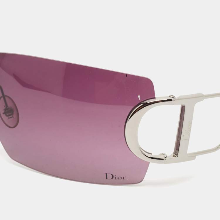 Pre Owned Dior Diorly 2 Purple Silver Tone 6LBNP Shield Sunglasses