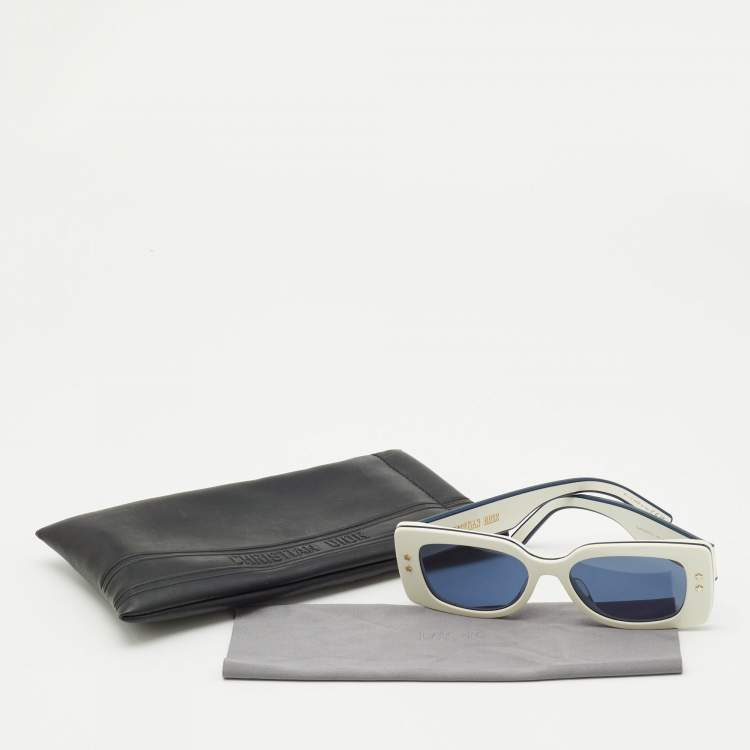 Pre Owned Dior DiorPacific S1U  White/Navy Blue Square Sunglasses