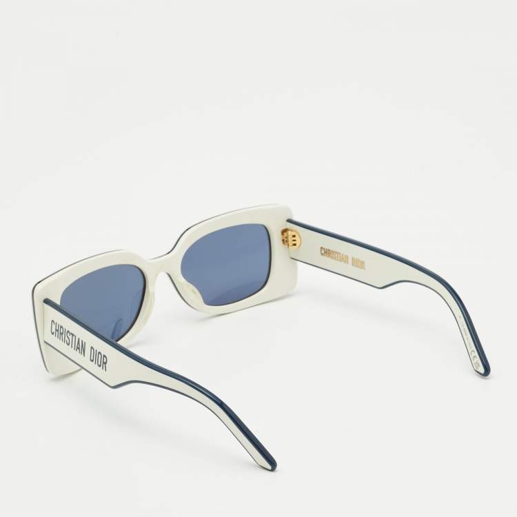 Pre Owned Dior DiorPacific S1U  White/Navy Blue Square Sunglasses