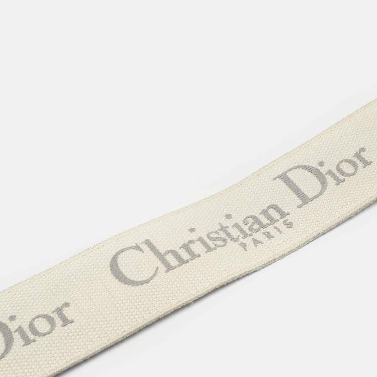 Pre Owned Dior Grey/Black Embroidered Canvas and Leather Shoulder Bag Strap 