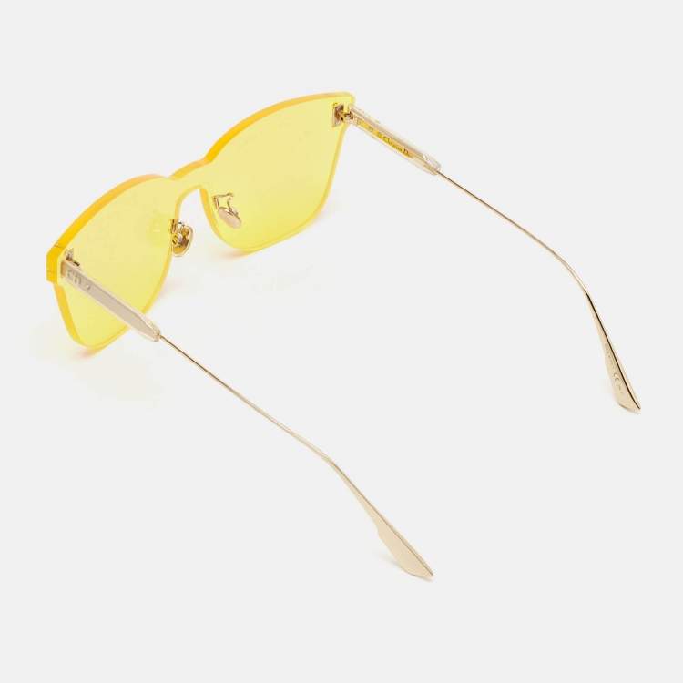 Pre Owned Dior Yellow /Gold Dior Color Quake Square Sunglasses