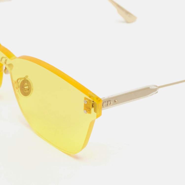 Pre Owned Dior Yellow /Gold Dior Color Quake Square Sunglasses