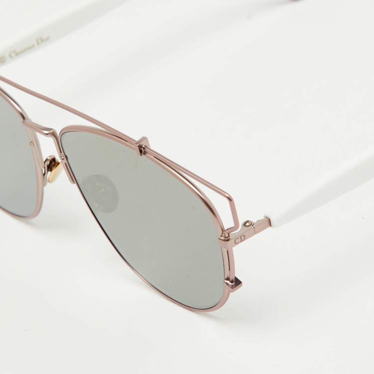 Pre Owned Dior Two Tone/Grey Mirrored DiorTechnologic Aviator Sunglasses
