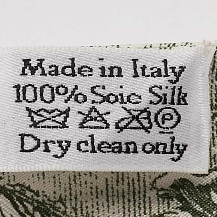 Pre Owned Dior White/Green Printed Silk Botanique Mitzah Scarf