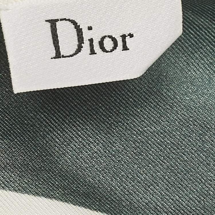Pre Owned Dior Green Printed Silk Mitzah Scarf 