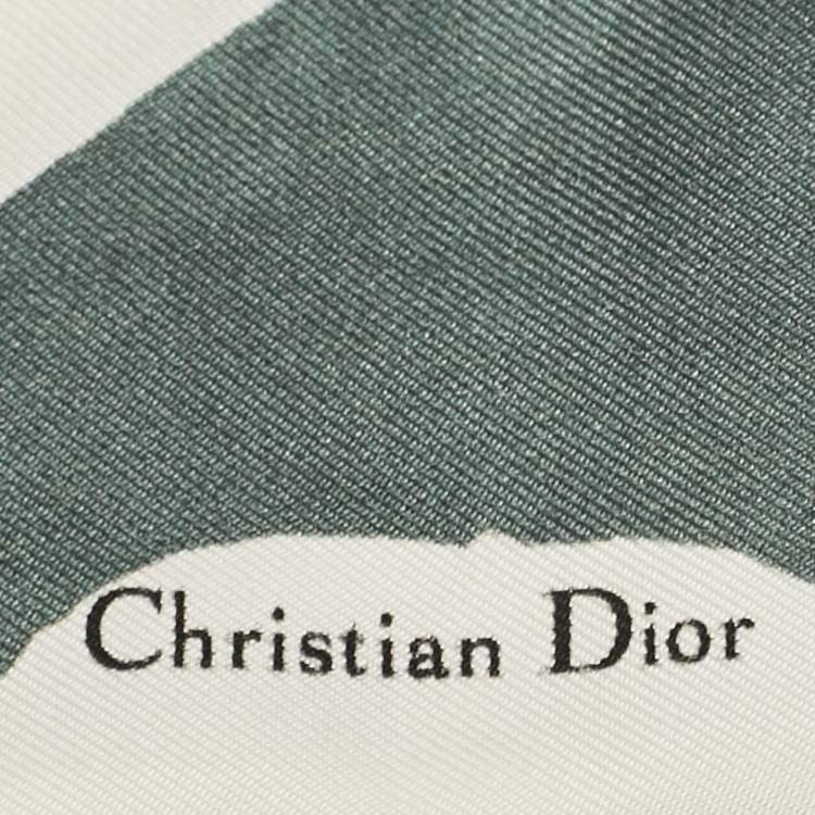 Pre Owned Dior Green Printed Silk Mitzah Scarf 