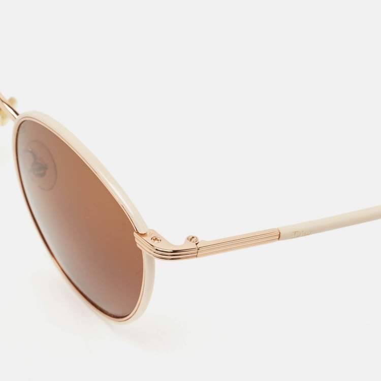 Pre Owned Dior Brown/Light Beige DiorAdelaide Round Sunglasses