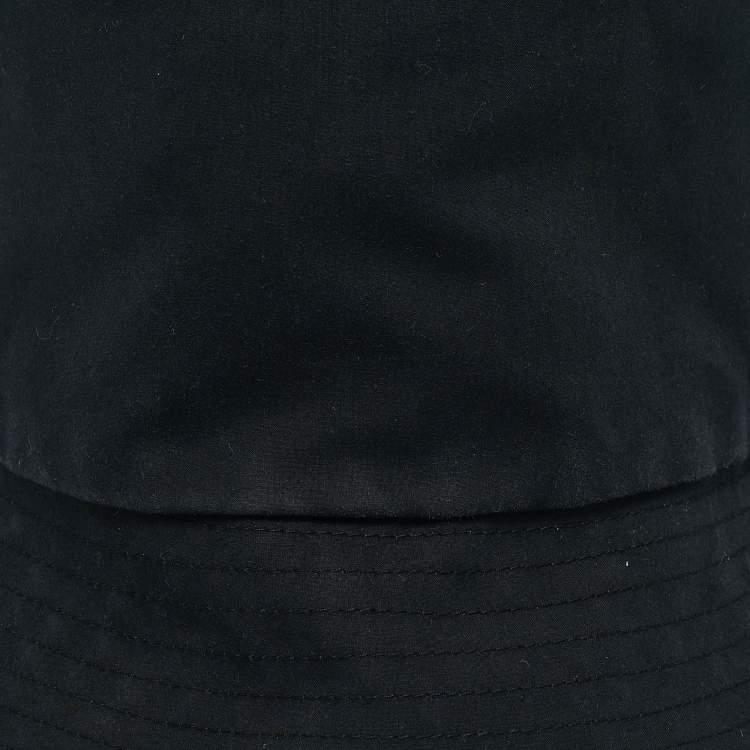 Pre Owned Christian Dior Black Logo Oblique Cotton Blend Reversible Bucket Hat 