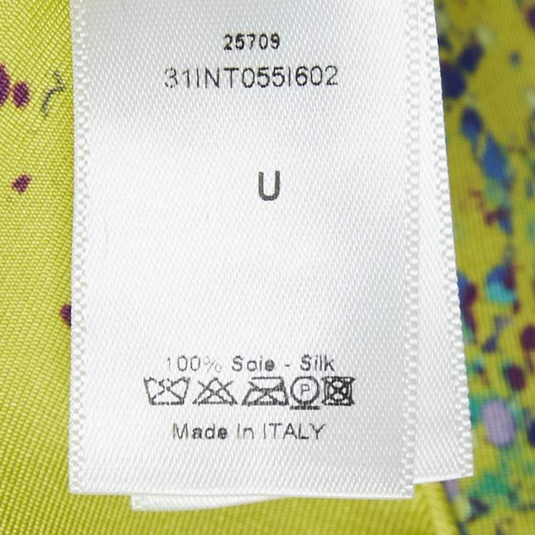 Pre Owned Christian Dior Green Printed Silk Scarf 