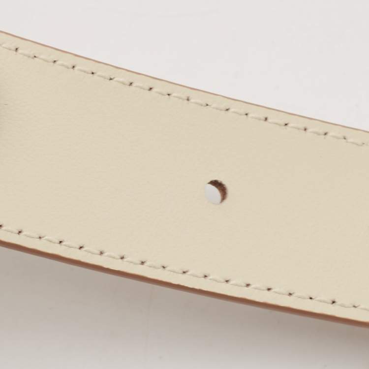 Pre Owned Dior White/Old Rose Leather D Fence Reversible Waist Belt 95M